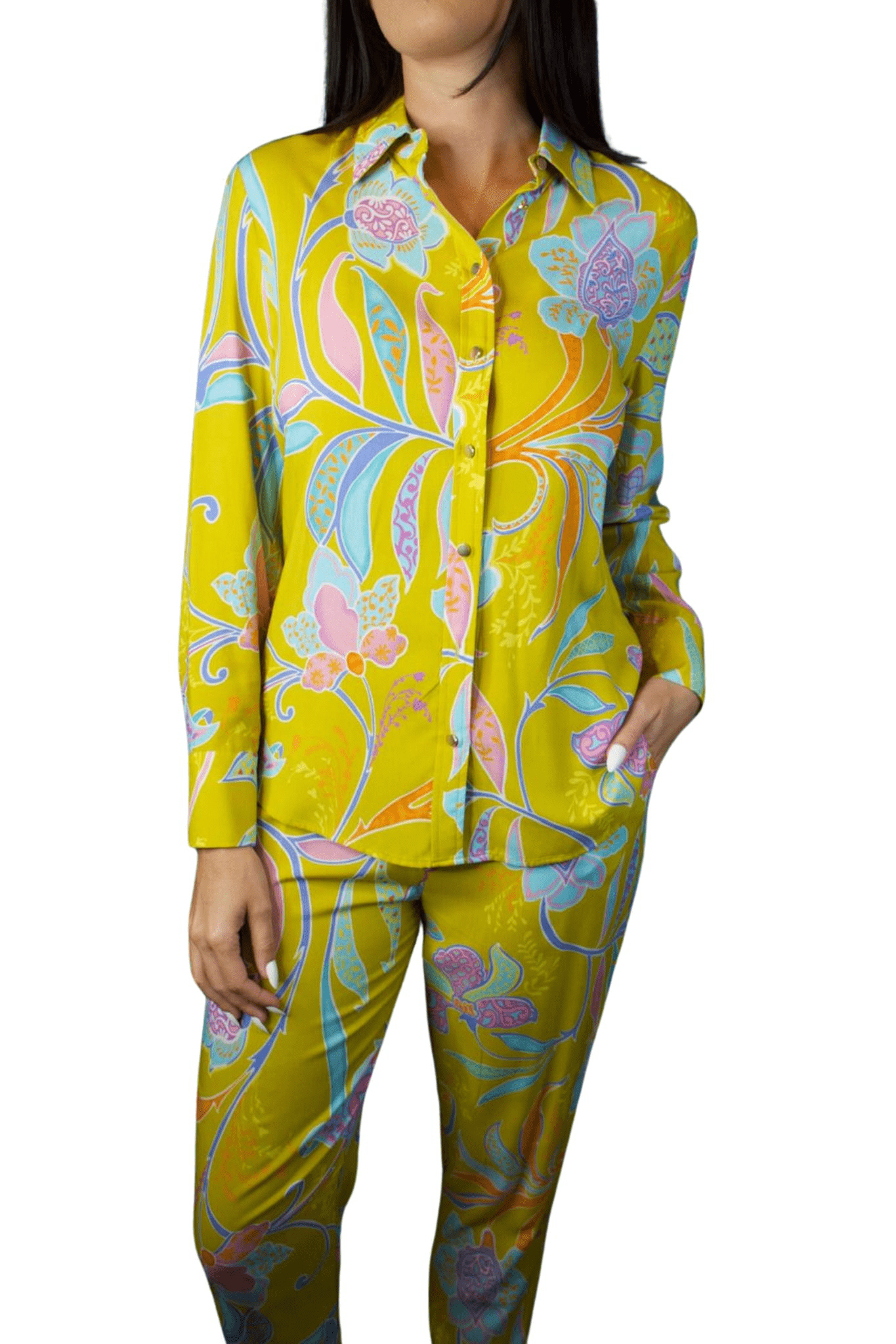 PRINTED LONG SLEEVE BLOUSE AND PANT SET