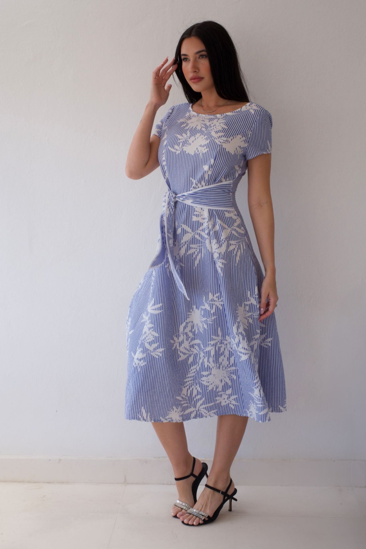 striped fit & flare dress Blue Stripe Tropical – Elegance Boutique coll_promo-flash-maryjanes By Watters | Miranda Color:Jetblack