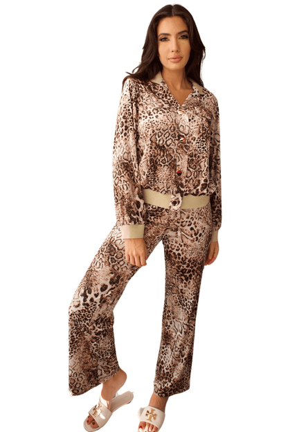 CONJUNTO DE PANTALÓN DE TERCIOPELO CON ESTAMPADO ANIMAL