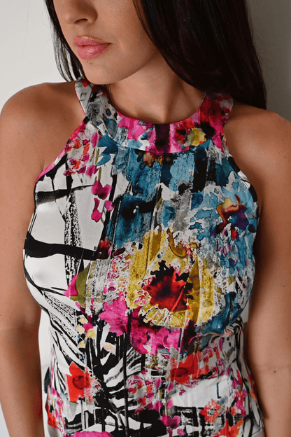 HALTER MULTI COLOR SATIN TOP