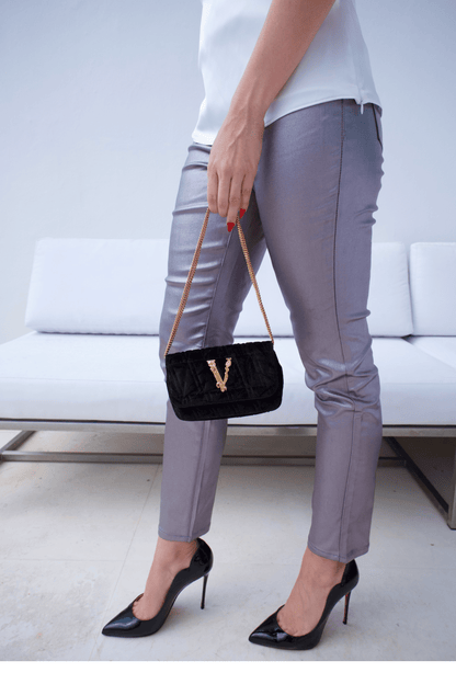 PANTALÓN MUJER PLATA METALIZADO