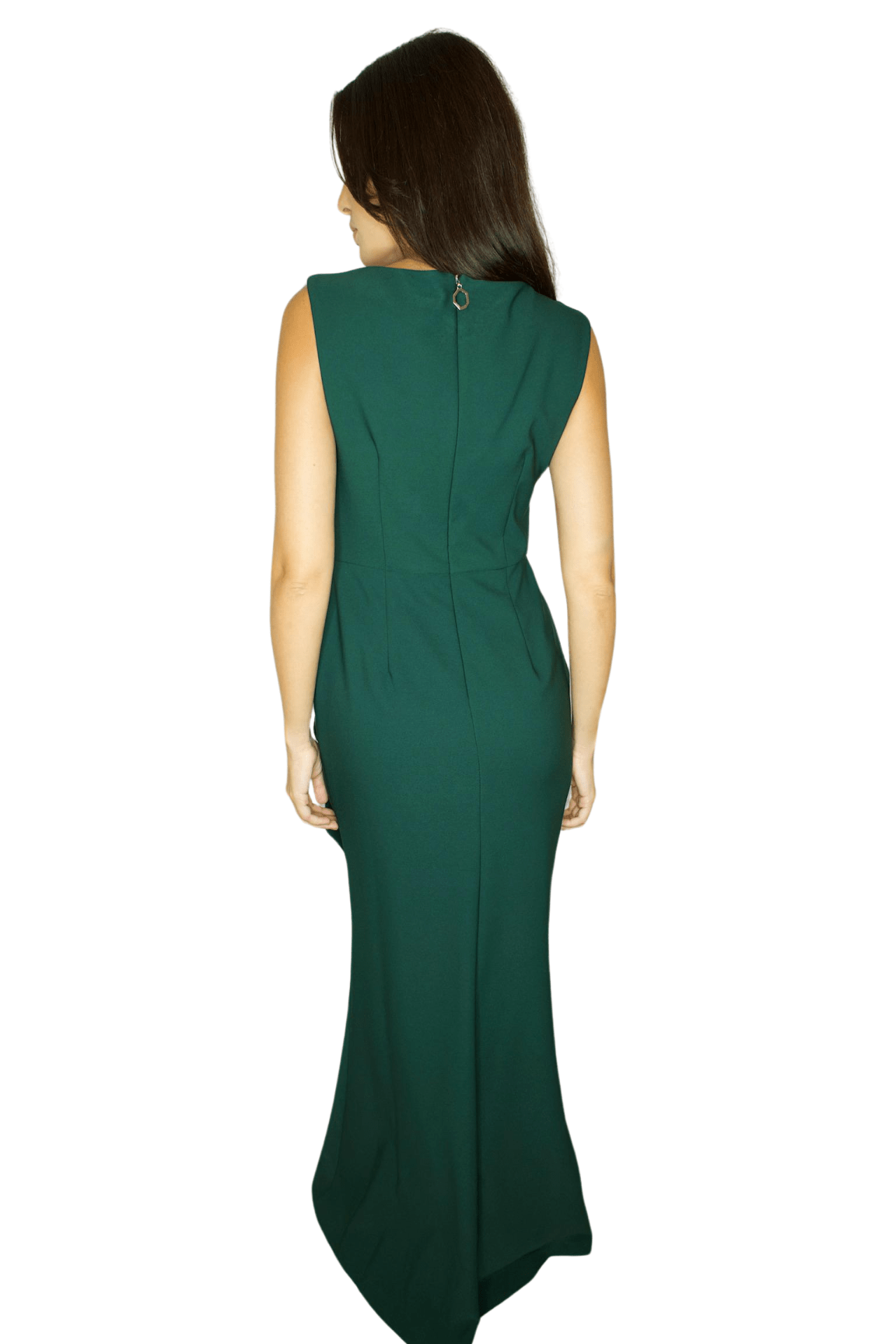 Sleeveless Boat Neck Hunter Green Formal Gown Sleeveless Boat Neck Hunter Green Formal Gown