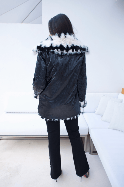 WOMEN REVERSIBLE  BLACK AND WHITE COAT