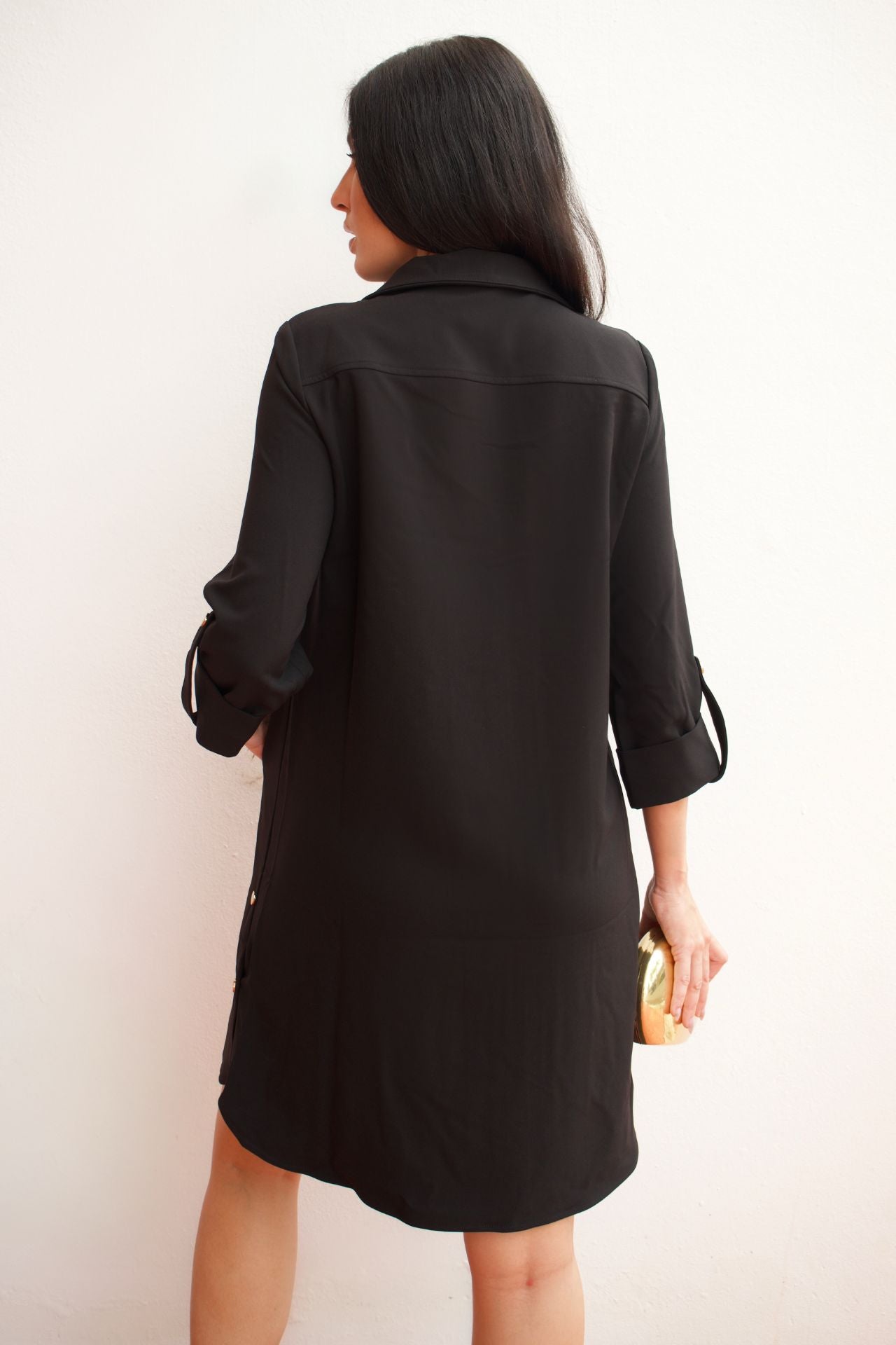 Black Zip-Front A-Line Coat Dress Elegance Boutique Black Zip-Front A-Line Coat Dress Elegance Boutique