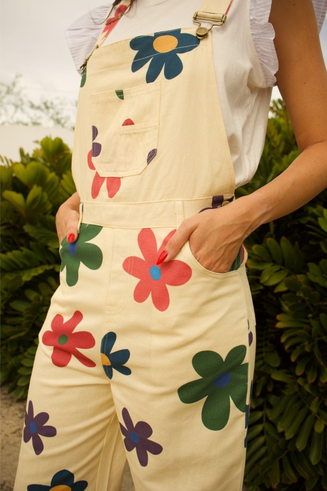 Close-up detail of Light Groovy Floral Jumpsuit - soft floral pattern and lightweight texture.

