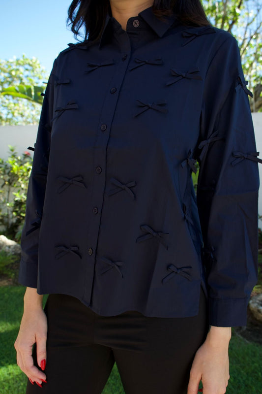 navy-satin-bow-applique-blouse-elegance-boutique