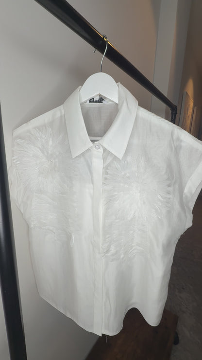 White Blossom Statement Blouse
